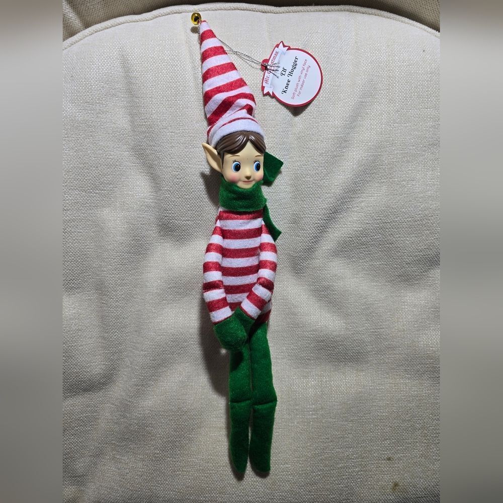 New Mr. Christmas 6.5" Decorative Elf with Red Stripe Hat